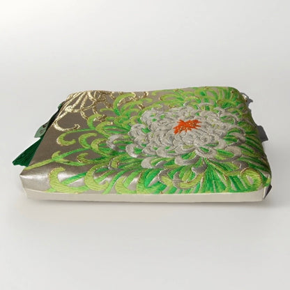Vintage Fukuro Obi Shoulder Bag — Lavender Silver Ran-Giku Silk