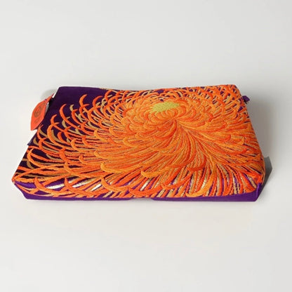 Vintage Fukuro Obi Shoulder Bag — Purple & Orange Ran-Giku Silk