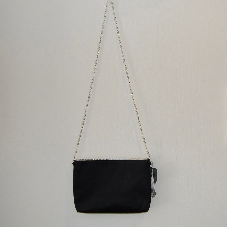 Vintage Nishijin-Ori Fukuro Obi Shoulder Bag — Gold Tate-Nami Wave Silk