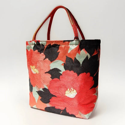 Vintage Fukuro Obi Mini Tote Bag — Hase-dera 長谷寺牡丹 Peony Silk