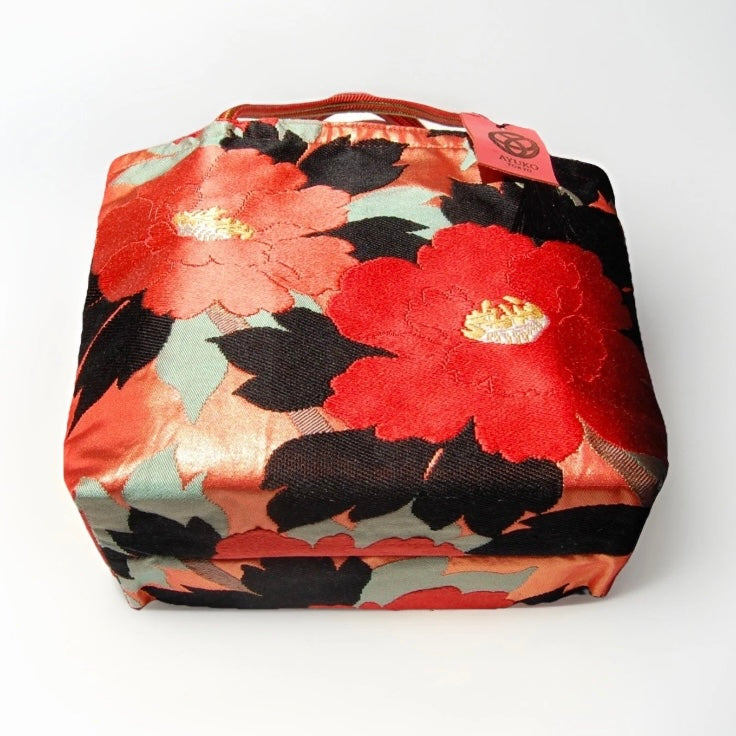 Vintage Fukuro Obi Mini Tote Bag — Hase-dera 長谷寺牡丹 Peony Silk