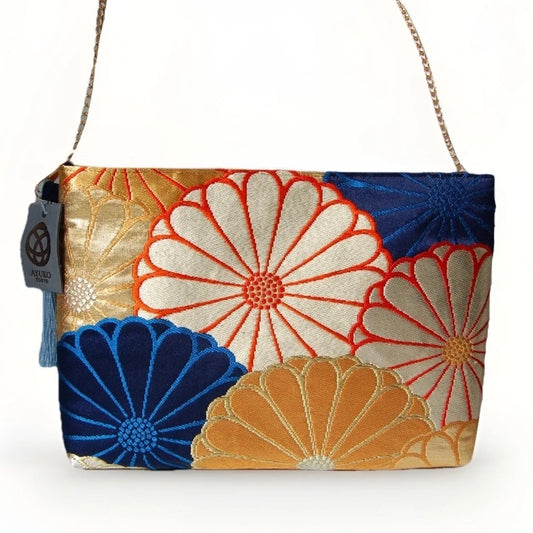 Vintage Fukuro Obi Shoulder Bag — Kiku-Zukushi 菊尽くし Chrysanthemum Silk