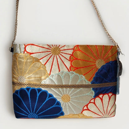 Vintage Fukuro Obi Shoulder Bag — Kiku-Zukushi 菊尽くし Chrysanthemum Silk