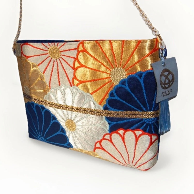 Vintage Fukuro Obi Shoulder Bag — Kiku-Zukushi 菊尽くし Chrysanthemum Silk