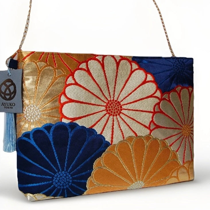 Vintage Fukuro Obi Shoulder Bag — Kiku-Zukushi 菊尽くし Chrysanthemum Silk