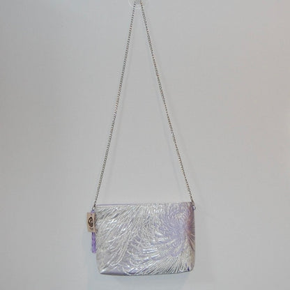 Vintage Fukuro Obi Shoulder Bag — Lavender Silver Ran-Giku Silk