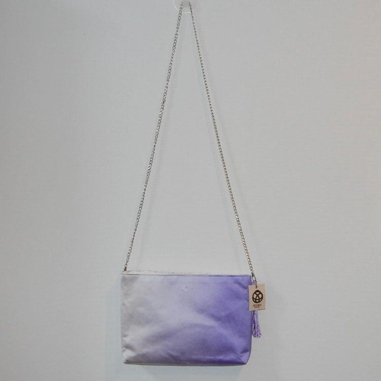 Vintage Fukuro Obi Shoulder Bag — Lavender Silver Ran-Giku Silk