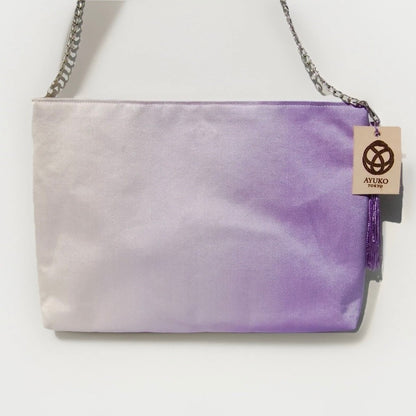 Vintage Fukuro Obi Shoulder Bag — Lavender Silver Ran-Giku Silk