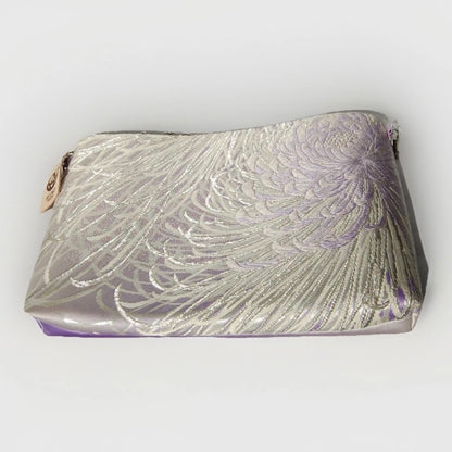 Vintage Fukuro Obi Shoulder Bag — Lavender Silver Ran-Giku Silk