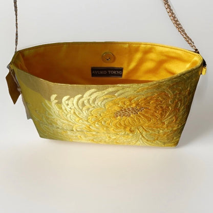 Vintage Fukuro Obi Shoulder Bag — Yellow Gold Ran-Giku Silk