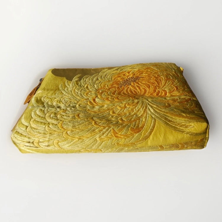 Vintage Fukuro Obi Shoulder Bag — Yellow Gold Ran-Giku Silk