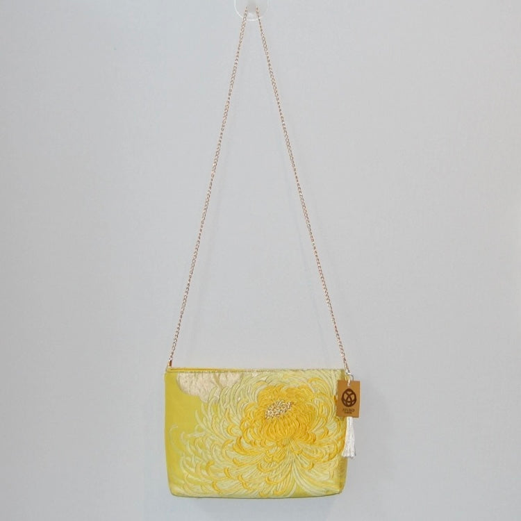 Vintage Fukuro Obi Shoulder Bag — Yellow Gold Ran-Giku Silk