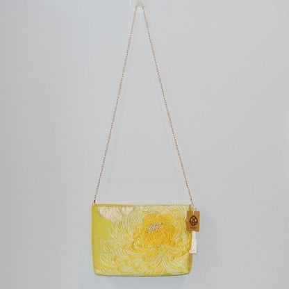Vintage Fukuro Obi Shoulder Bag — Yellow Gold Ran-Giku Silk
