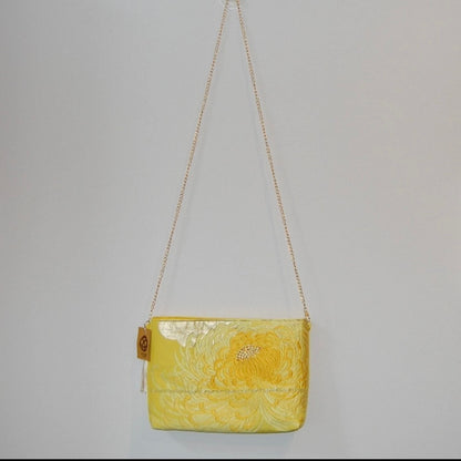 Vintage Fukuro Obi Shoulder Bag — Yellow Gold Ran-Giku Silk