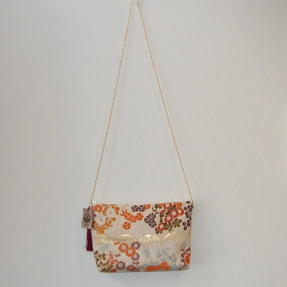vintage Silk Obi Shoulder Bag — Zipper-Secure Crossbody with Karakusa Floral Motif