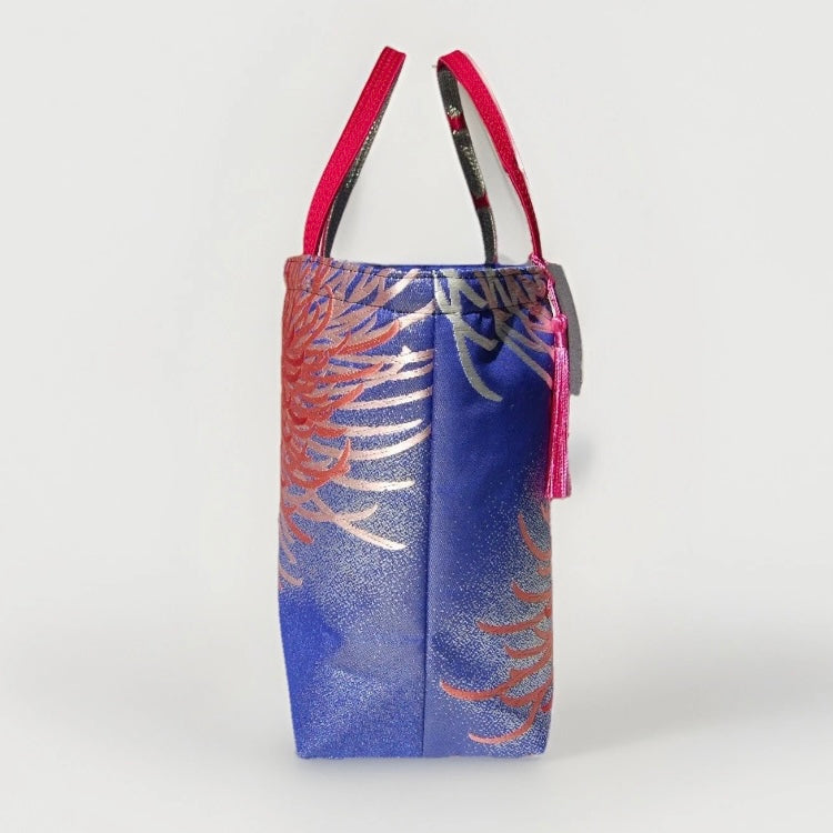 Rangiku 乱菊 Chrysanthemum Vintage Obi Silk Tote in Red Indigo