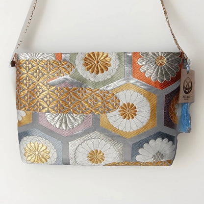 Vintage Fukuro Obi Shoulder Bag — Kikko & Chrysanthemum Silk