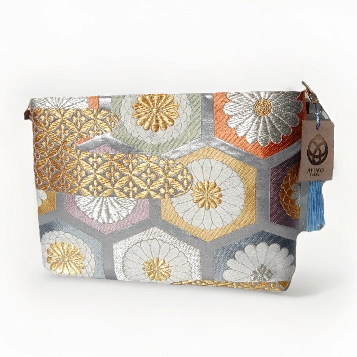 Vintage Fukuro Obi Shoulder Bag — Kikko & Chrysanthemum Silk