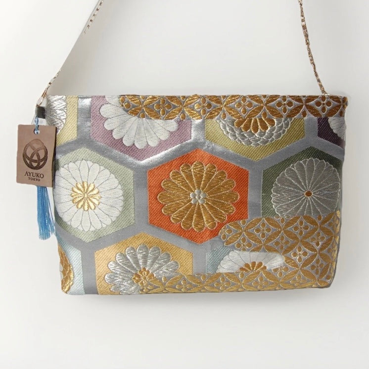 Vintage Fukuro Obi Shoulder Bag — Kikko & Chrysanthemum Silk