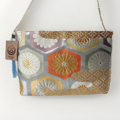 Vintage Fukuro Obi Shoulder Bag — Kikko & Chrysanthemum Silk