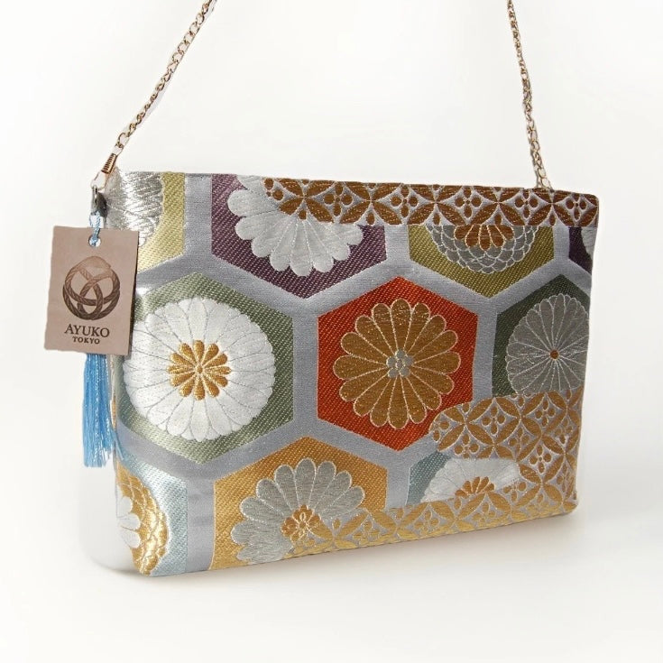 Vintage Fukuro Obi Shoulder Bag — Kikko & Chrysanthemum Silk