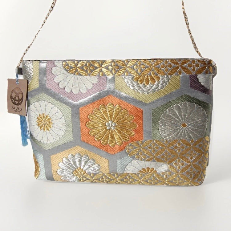 Vintage Fukuro Obi Shoulder Bag — Kikko & Chrysanthemum Silk