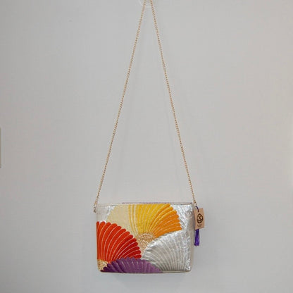 Vintage Fukuro Obi Shoulder Bag — Vibrant Kiku-Zukushi Chrysanthemum Silk