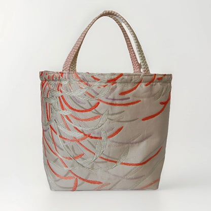 Rangiku 乱菊 Chrysanthemum Vintage Obi Silk Tote in Gold Silver Pink