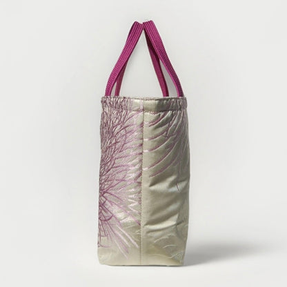 Rangiku 乱菊 Chrysanthemum Vintage Obi Silk Tote in Lavender Silver