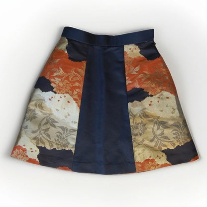 Vintage Obi A-Line Mini Skirt in Deep Navy Floral