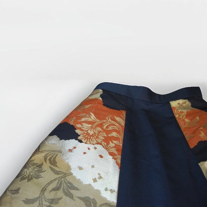 Vintage Obi A-Line Mini Skirt in Deep Navy Floral
