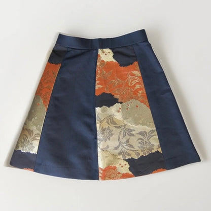 Vintage Obi A-Line Mini Skirt in Deep Navy Floral