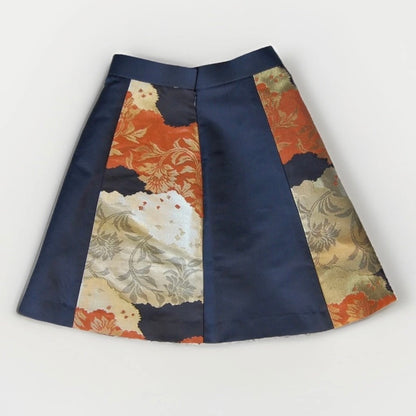 Vintage Obi A-Line Mini Skirt in Deep Navy Floral