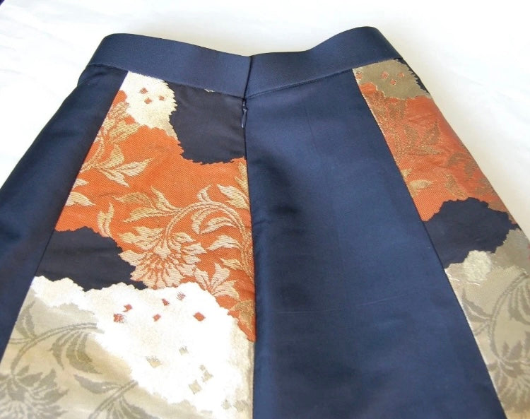 Vintage Obi A-Line Mini Skirt in Deep Navy Floral