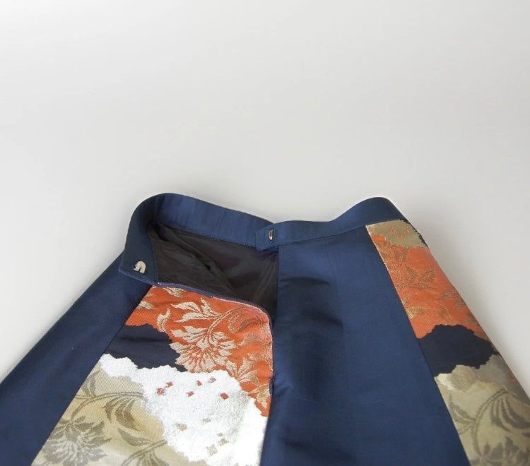 Vintage Obi A-Line Mini Skirt in Deep Navy Floral