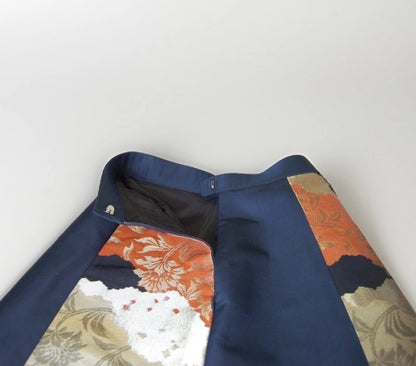 Vintage Obi A-Line Mini Skirt in Deep Navy Floral