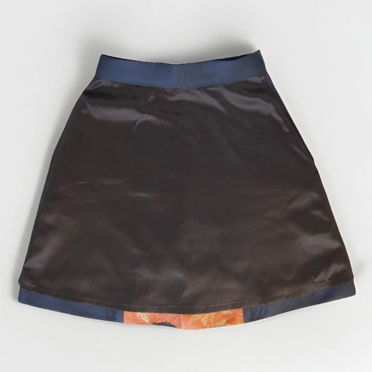 Vintage Obi A-Line Mini Skirt in Deep Navy Floral
