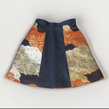 Vintage Obi A-Line Mini Skirt in Deep Navy Floral