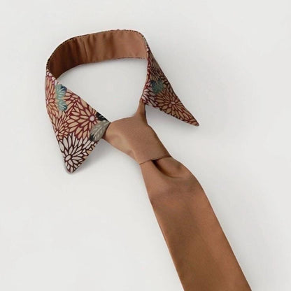 Vintage Komon Silk Detachable Collar Tie — Kiku-Zukushi Chrysanthemum 菊尽くし