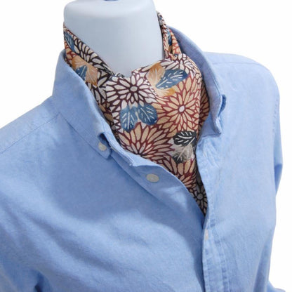 Vintage Komon Kimono Silk Cravat — Kiku-Zukushi Chrysanthemum 菊尽くし