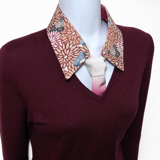 Vintage Komon Silk Detachable Collar Tie — Kiku-Zukushi Chrysanthemum Motif 菊尽くし