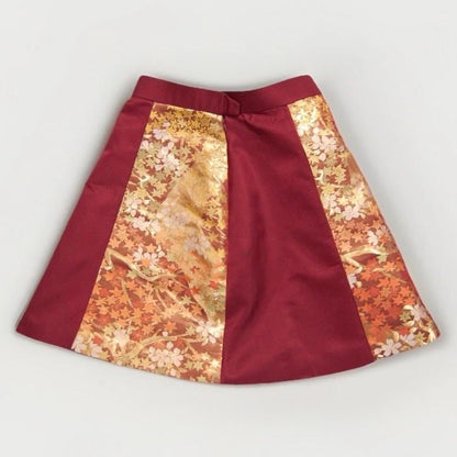 Vintage Obi Silk A-Line Mini Skirt in Wine Red Floral