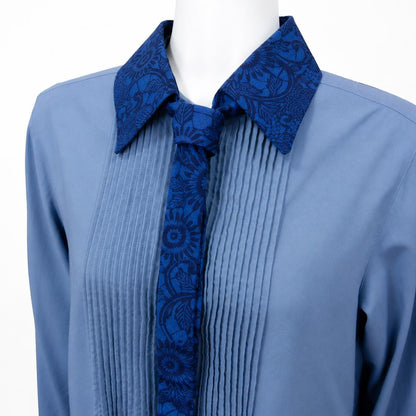Vintage Kimono Silk Detachable Collar Tie — Indigo 本藍 Kiku-Karakusa 菊唐草