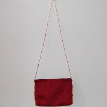 Vintage Fukuro Obi 2-Way Bow Bag — Red & Gold Autumn SilkProduct