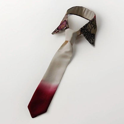 Vintage Komon Silk Detachable Collar Tie — Floral Shikishi Chirimen