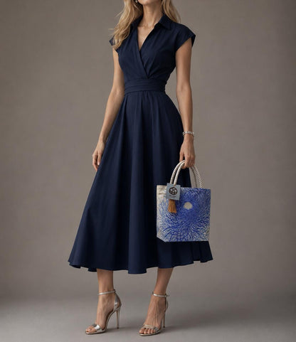 Rangiku 乱菊 Chrysanthemum Vintage Obi Silk Tote in Blue Silver — image 2