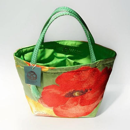 Scarlet Floral Vintage Obi Silk Tote in Green — image 10
