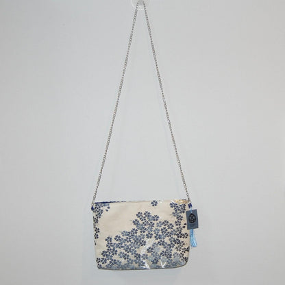 Shidare-Zakura Weeping Cherry Vintage Obi Silk Shoulder Bag in Blue Silver Beige — image 10