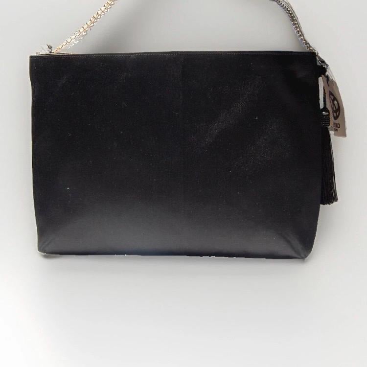 Tatsu-Nami Rising Wave Vintage Obi Silk Shoulder Bag in Black Gold Silver — image 10