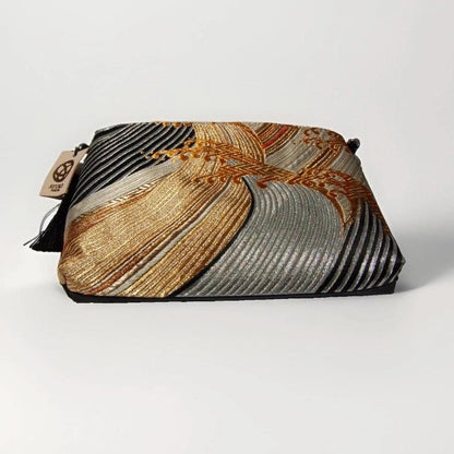 Tatsu-Nami Rising Wave Vintage Obi Silk Shoulder Bag in Black Gold Silver — image 6